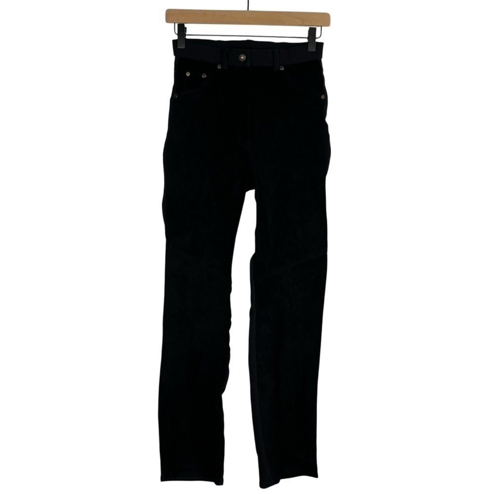 Vintage Black Suede Front and Spandex Women's Straight Leg Pants XS MITCHIE'S